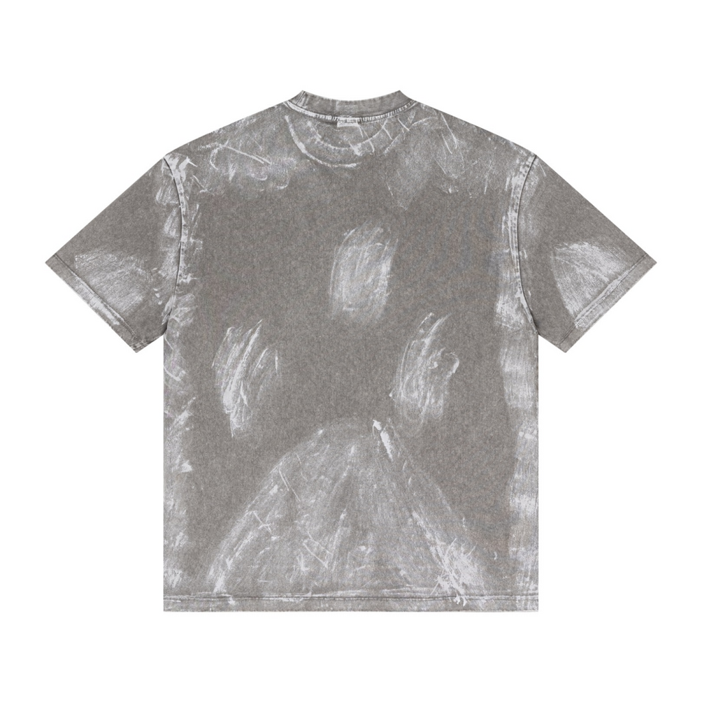 260GSM Unisex Painted Pigment-Wash T-shirt Medium Grey
