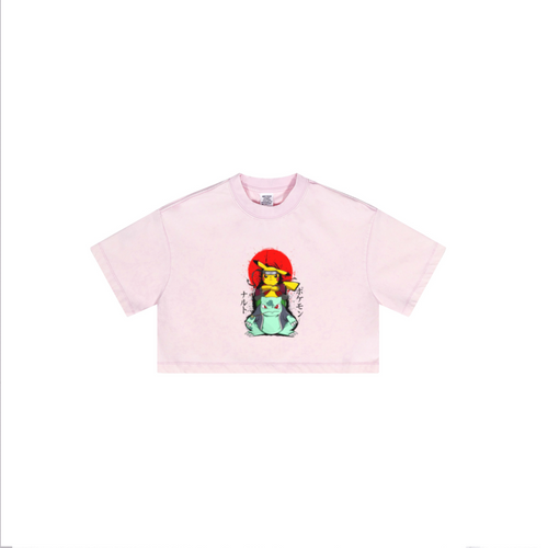 230GSM Women’s Cool-Touch Dopamine-Color Snow-Washed Vintage Cropped T-Shirt pink