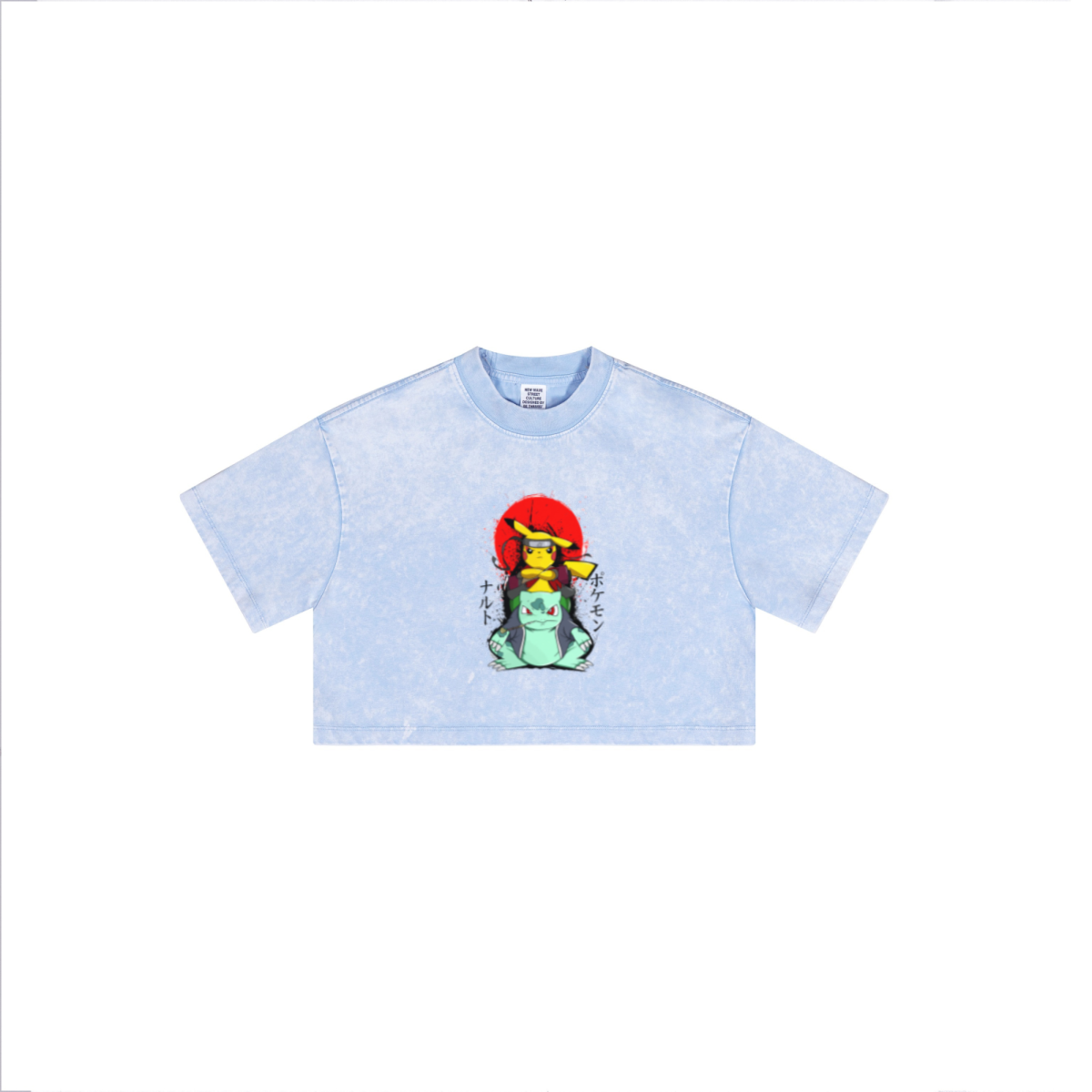 230GSM Women’s Cool-Touch Dopamine-Color Snow-Washed Vintage Cropped T-Shirt sky blue