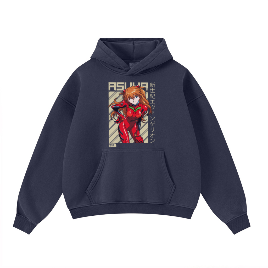 400GSM Unisex Washed Heavyweight Boxy-Fit Hoodie Vintage Royal Blue