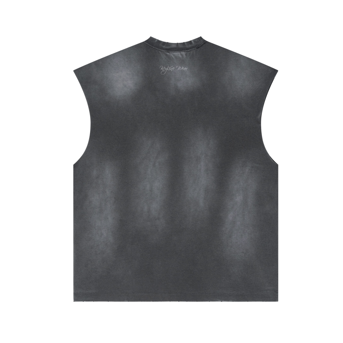285GSM Unisex Monkey-Wash PP Spray Distressed Tank Top 	Vintage Dark Grey